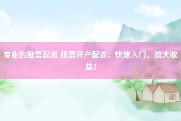 专业的股票配资 股票开户配资：快速入门，放大收益！