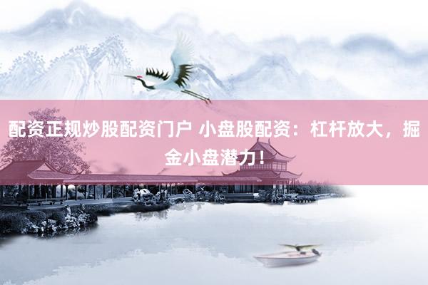 配资正规炒股配资门户 小盘股配资：杠杆放大，掘金小盘潜力！