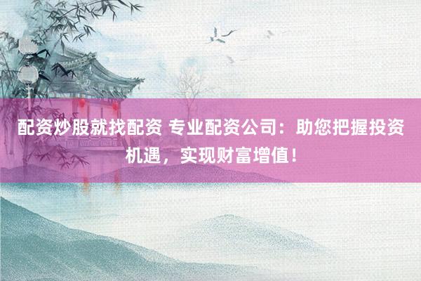配资炒股就找配资 专业配资公司：助您把握投资机遇，实现财富增值！