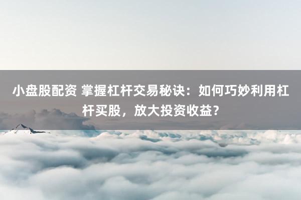 小盘股配资 掌握杠杆交易秘诀：如何巧妙利用杠杆买股，放大投资收益？