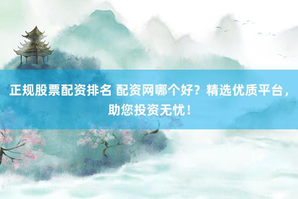 正规股票配资排名 配资网哪个好?精选优质平台,助您投资无忧!