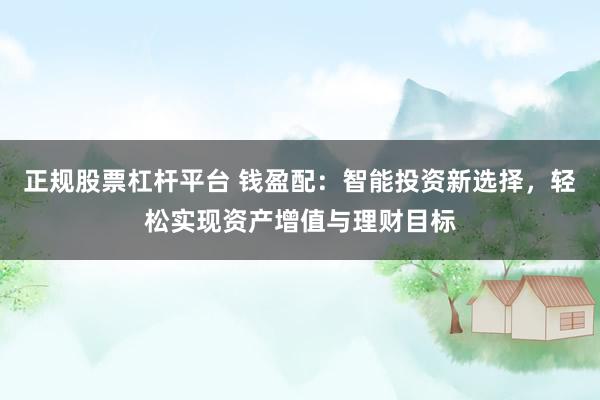正规股票杠杆平台 钱盈配:智能投资新选择,轻松实现资产增值与理财目标