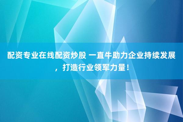 配资专业在线配资炒股 一直牛助力企业持续发展，打造行业领军力量！
