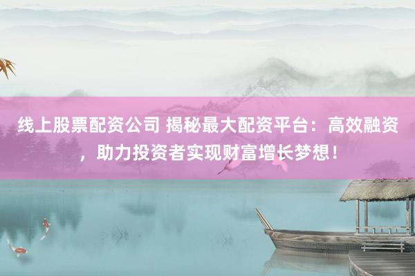线上股票配资公司 揭秘最大配资平台:高效融资,助力投资者实现财富增长梦想!