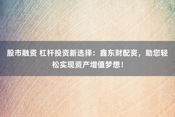 股市融资 杠杆投资新选择：鑫东财配资，助您轻松实现资产增值梦想！